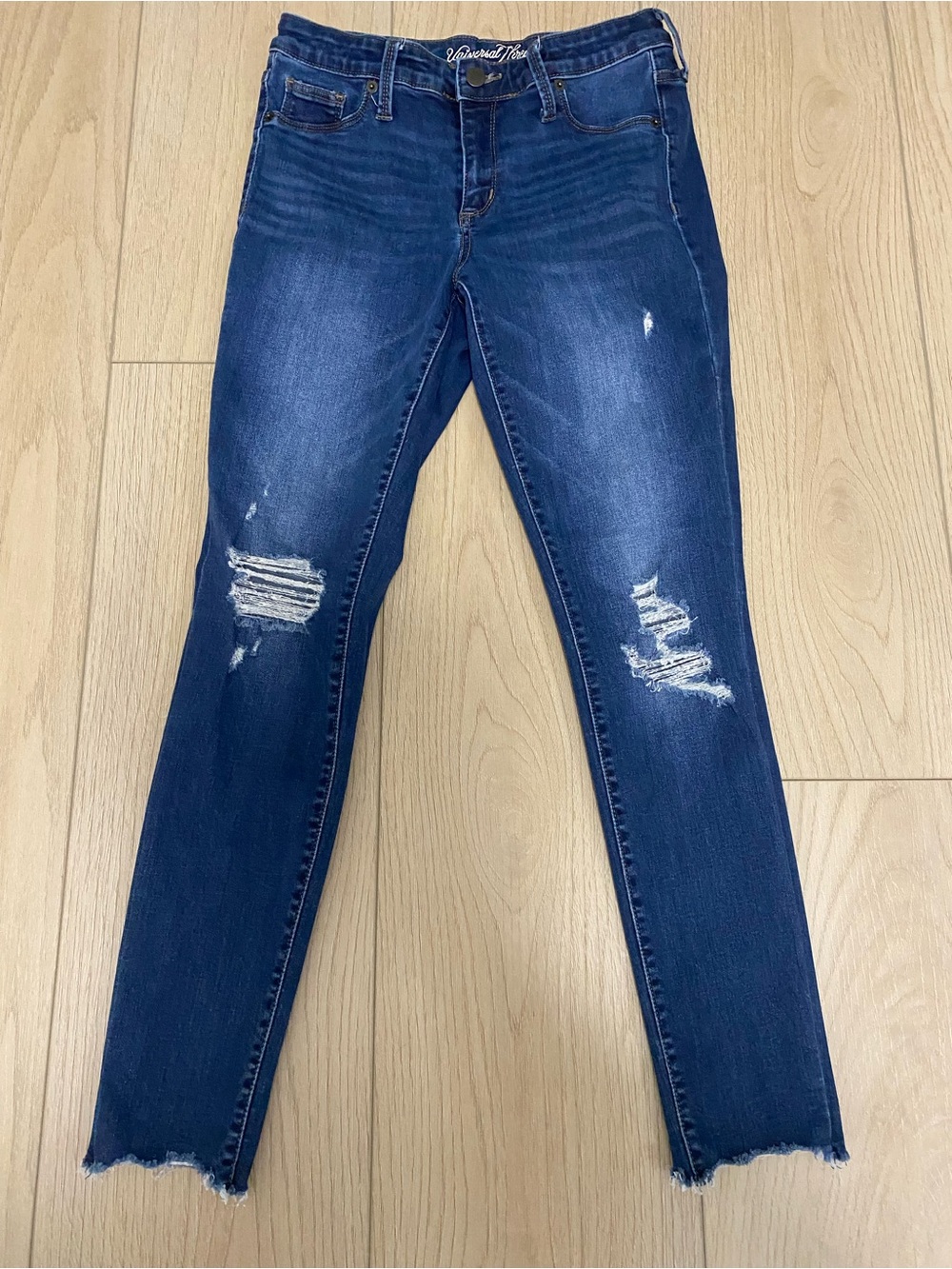 Universal Thread Dark Blue Distressed Skinny Jeans
